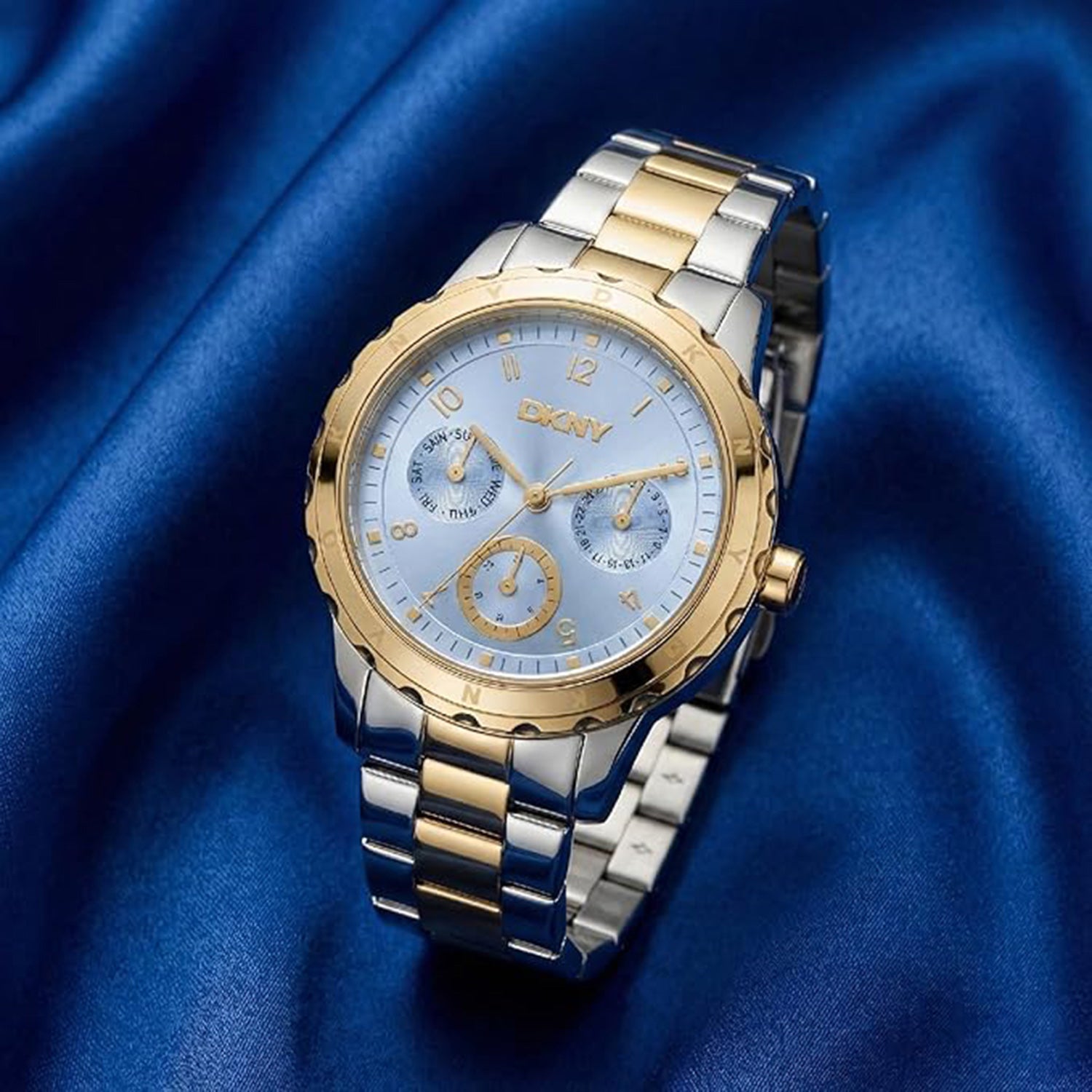 Park Ave Multi Women Quartz Light Blue Dial Multi-Function Stainless Steel Watch DK1L054M0075