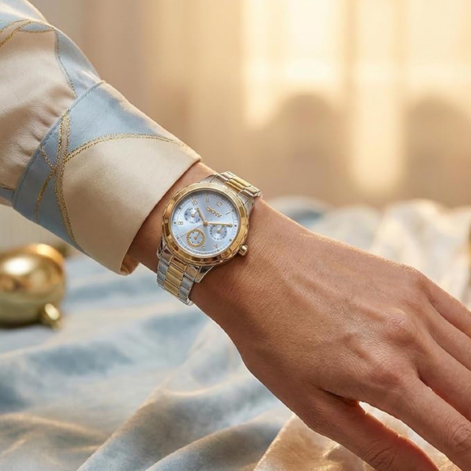 Park Ave Multi Women Quartz Light Blue Dial Multi-Function Stainless Steel Watch DK1L054M0075