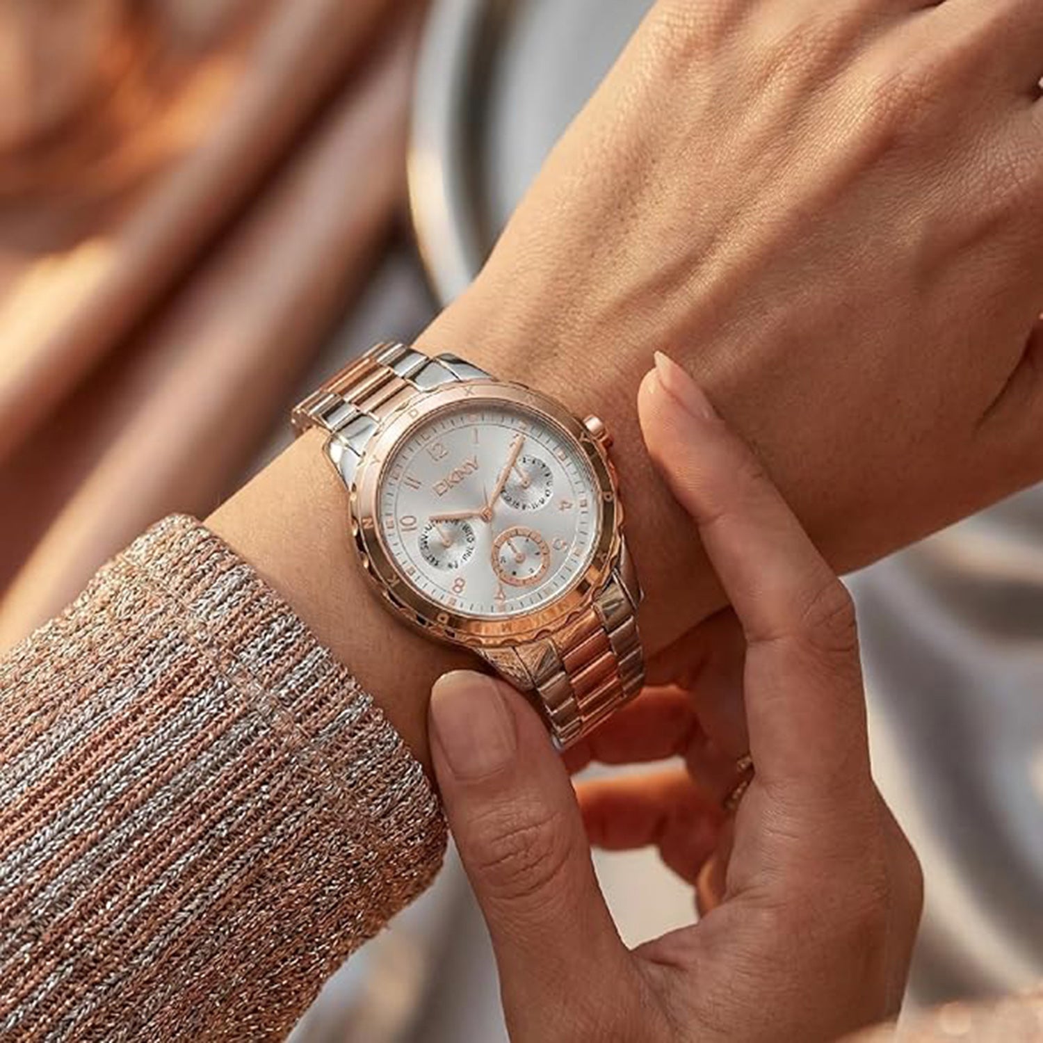 Park Ave Multi Women Quartz Silver Dial Multi-Function Stainless Steel Watch DK1L054M0085