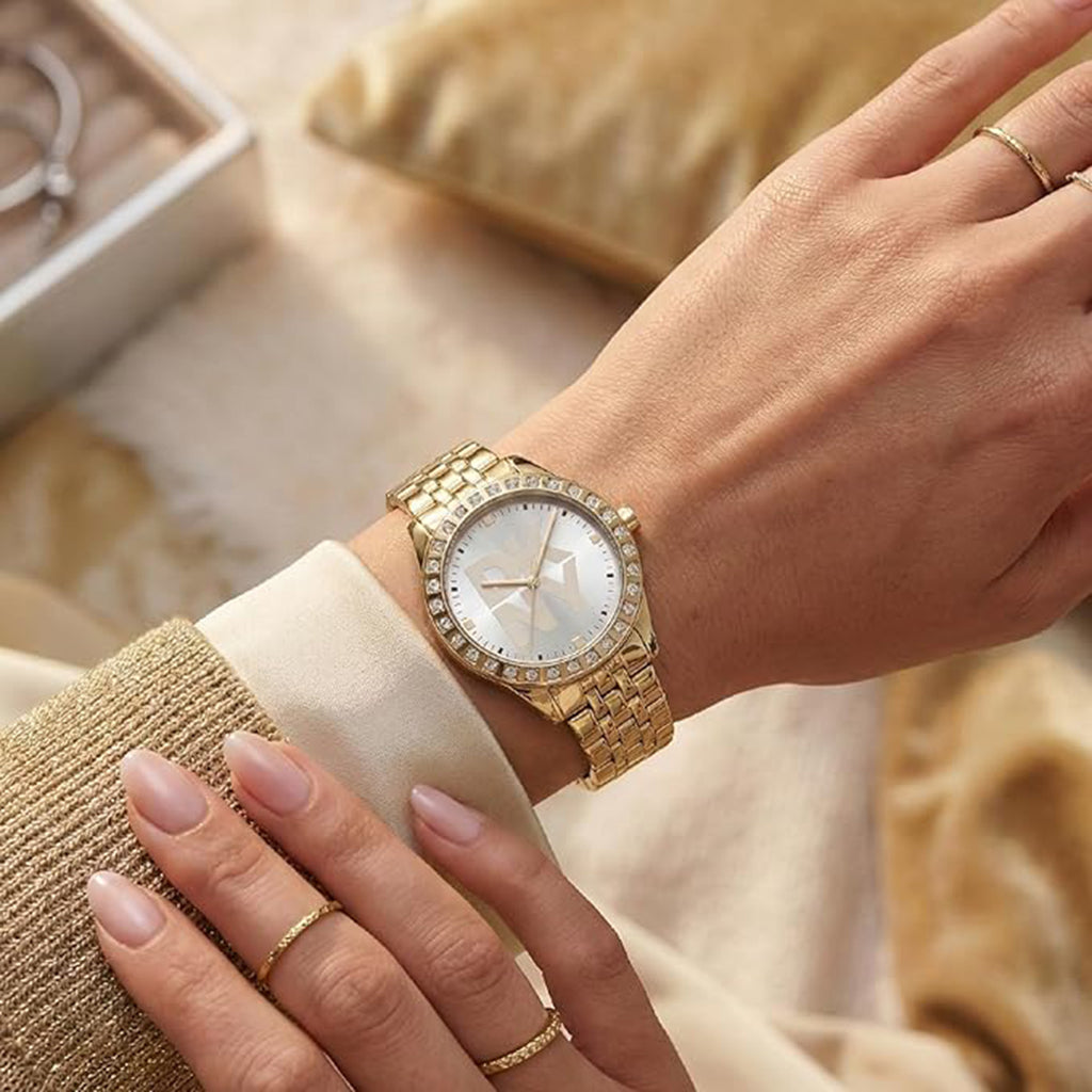 Parsons Glitz Women Quartz Silver Dial Analog Stainless Steel Watch DK1L059M0055