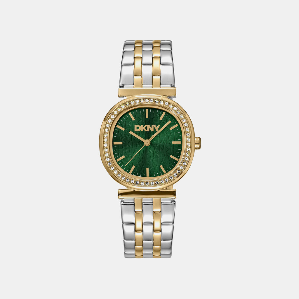 Evening Women Quartz Green Dial Analog Stainless Steel Watch DK1L083M0095