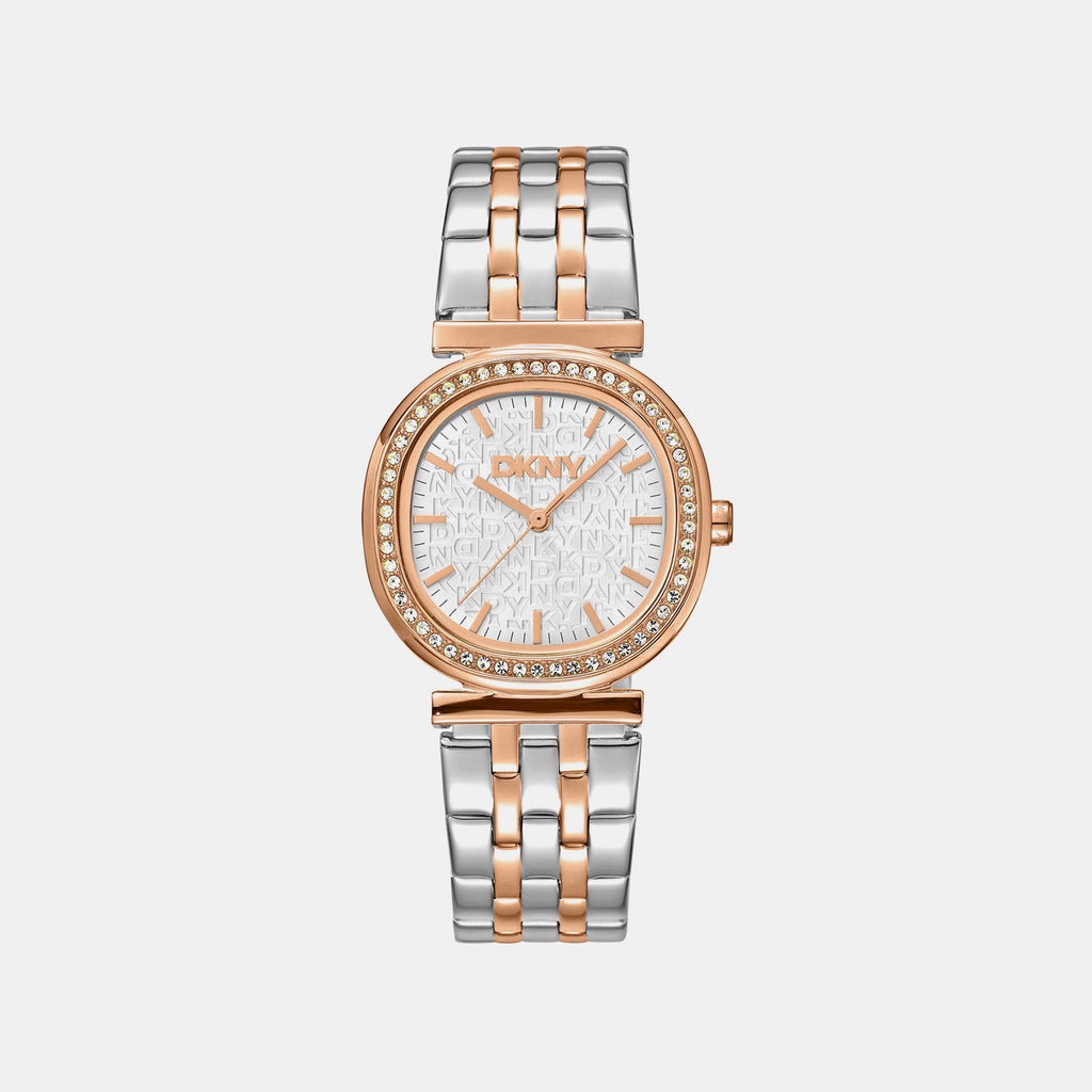 Evening Women Quartz Silver Dial Analog Stainless Steel Watch DK1L083M0105