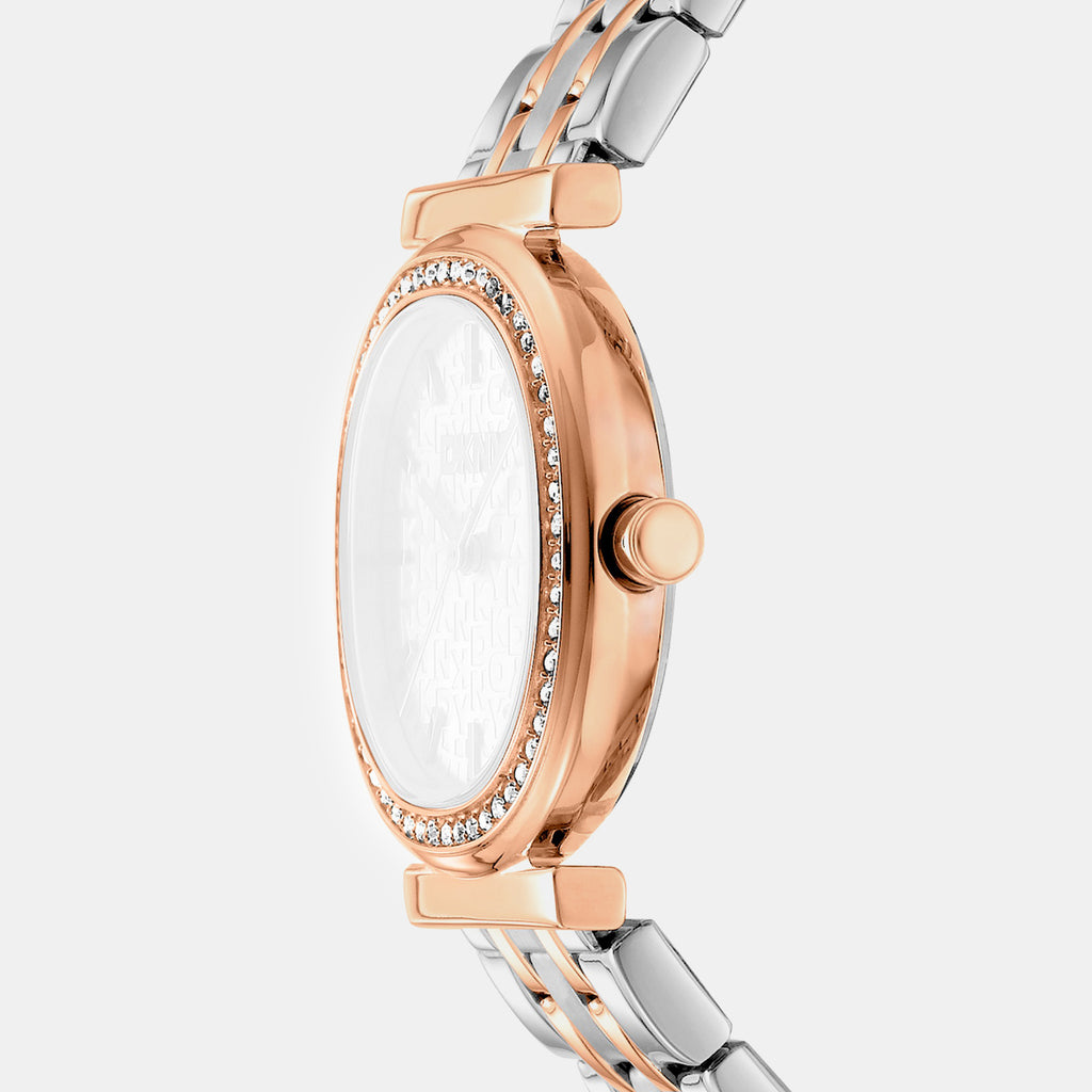 Evening Women Quartz Silver Dial Analog Stainless Steel Watch DK1L083M0105