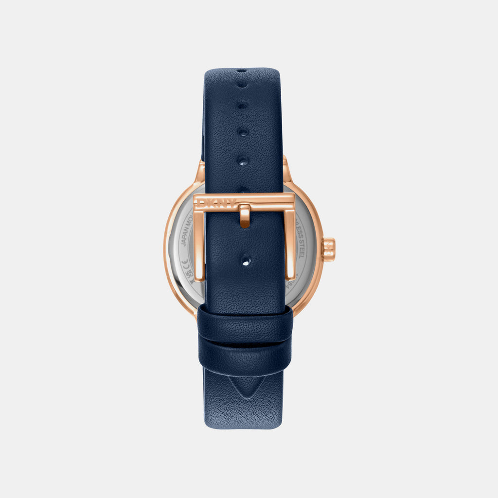 Evening Women Quartz Blue Dial Multi-Function Leather Watch DK1L084L0035