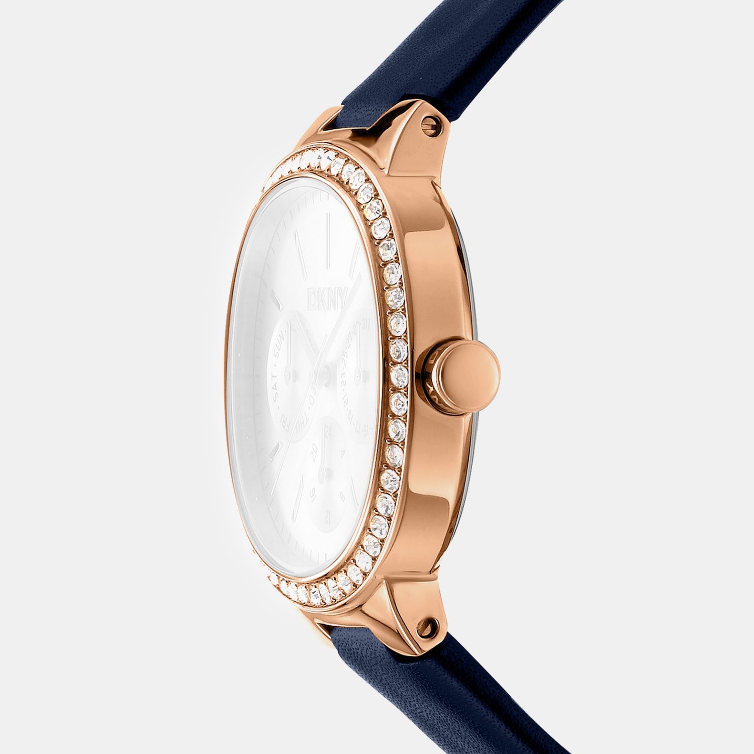 Evening Women Quartz Blue Dial Multi-Function Leather Watch DK1L084L0035