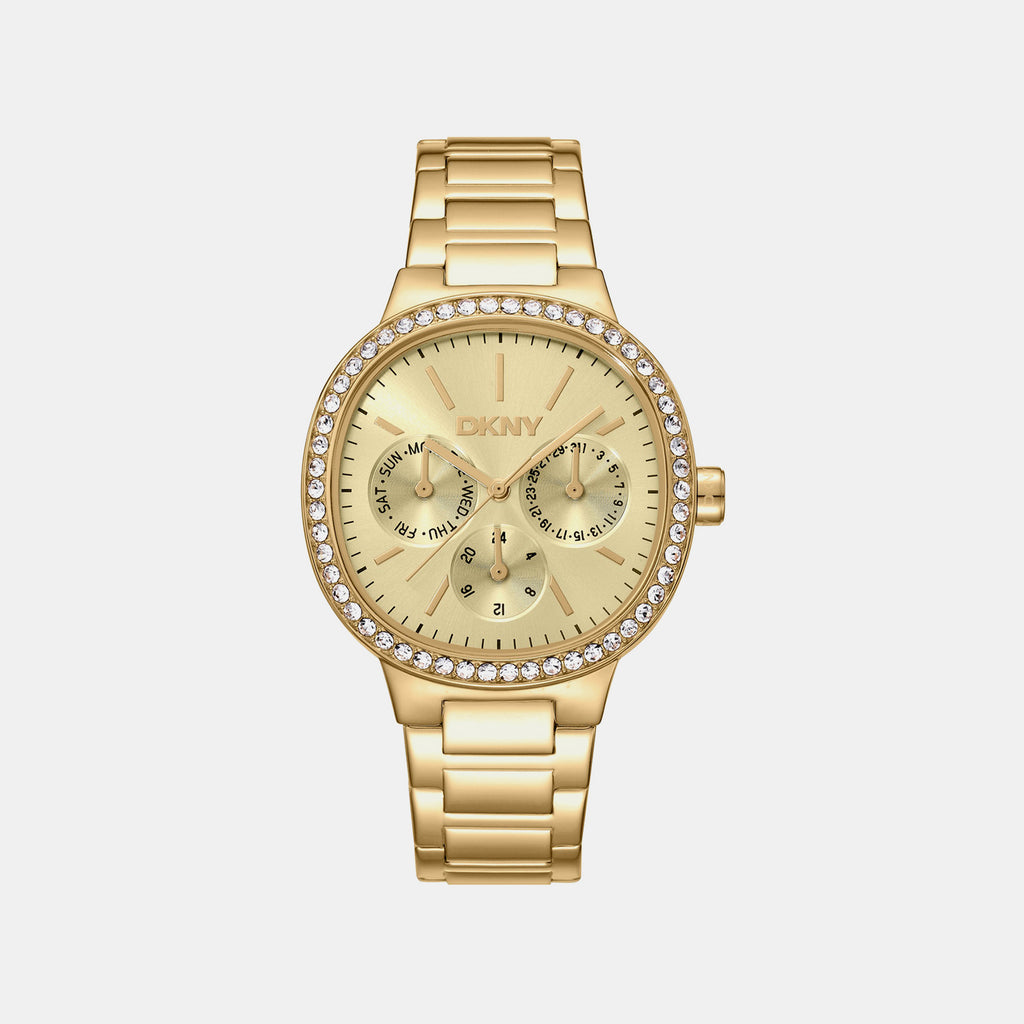 Evening Women Quartz Champagne Dial Multi-Function Stainless Steel Watch DK1L084M0065