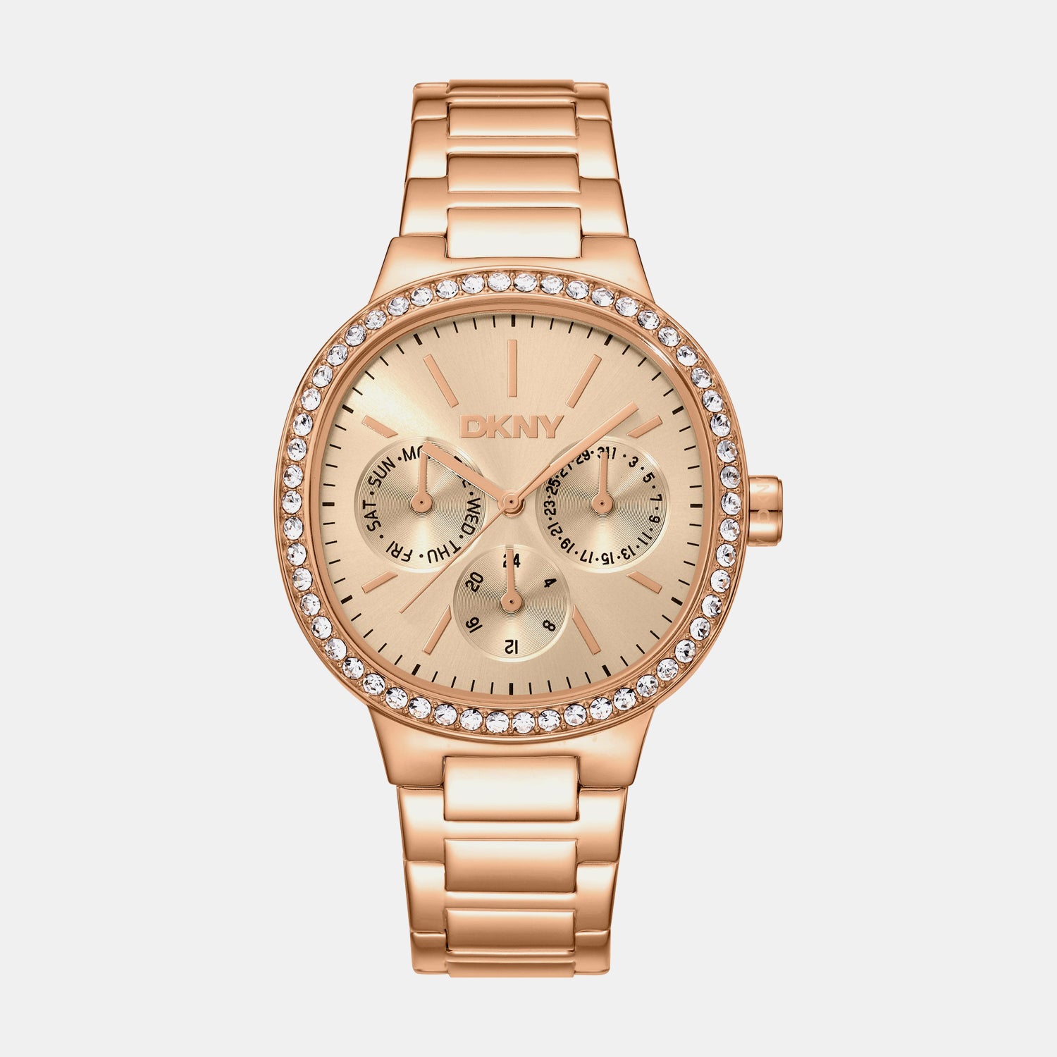 Evening Women Quartz Rose Gold Dial Multi-Function Stainless Steel Watch DK1L084M0075