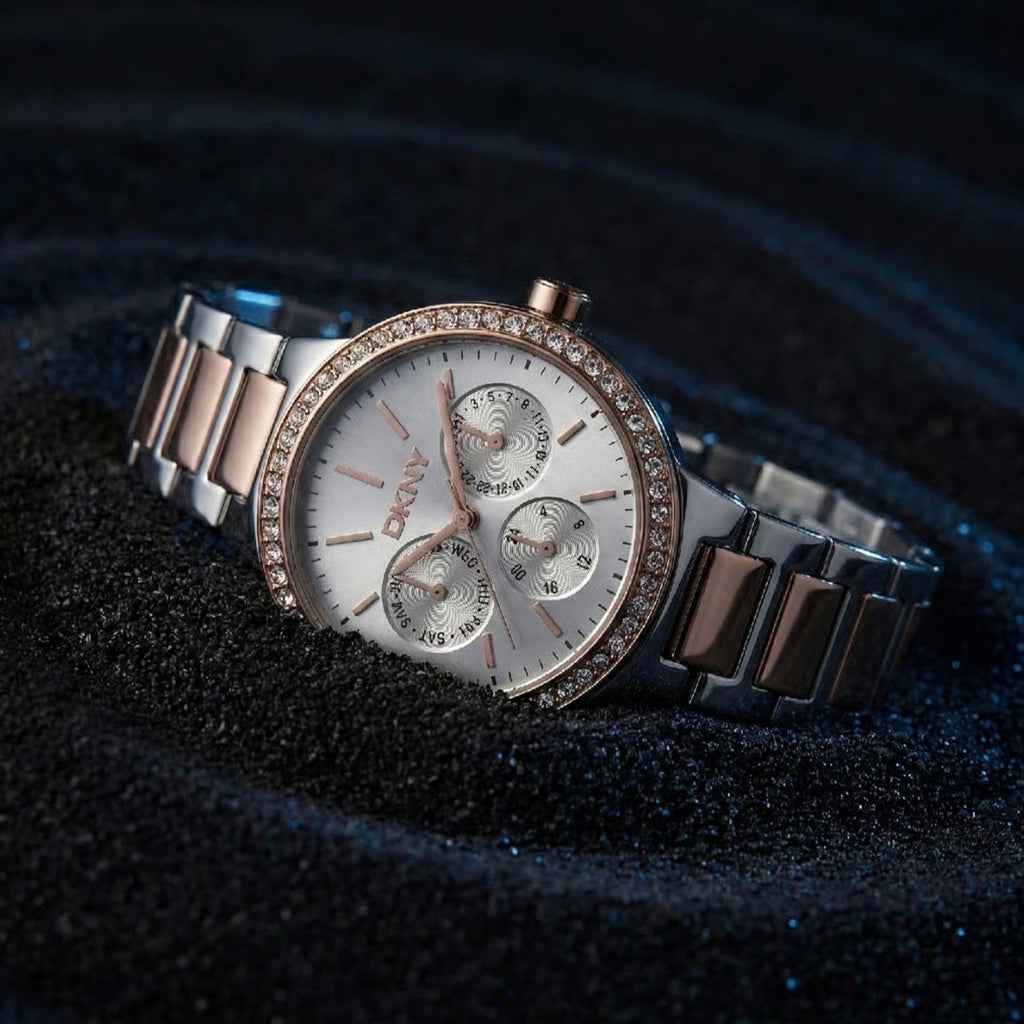 Evening Women Quartz Silver Dial Multi-Function Stainless Steel Watch DK1L084M0095