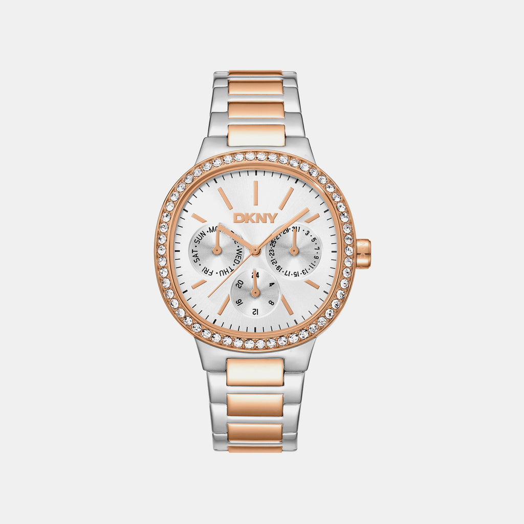 Evening Women Quartz Silver Dial Multi-Function Stainless Steel Watch DK1L084M0095
