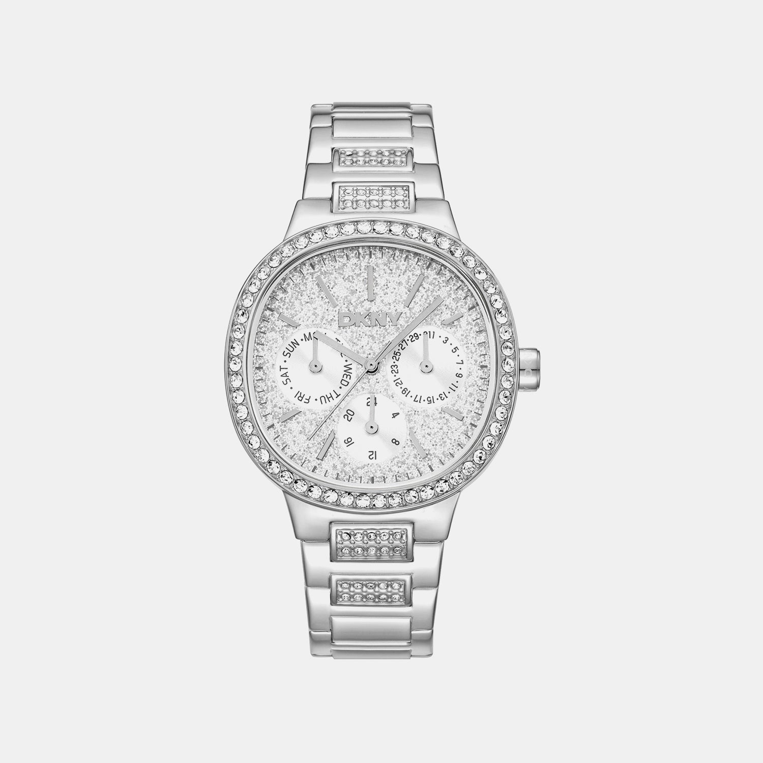 Evening Women Quartz Silver Dial Multi-Function Stainless Steel Watch DK1L084M0215