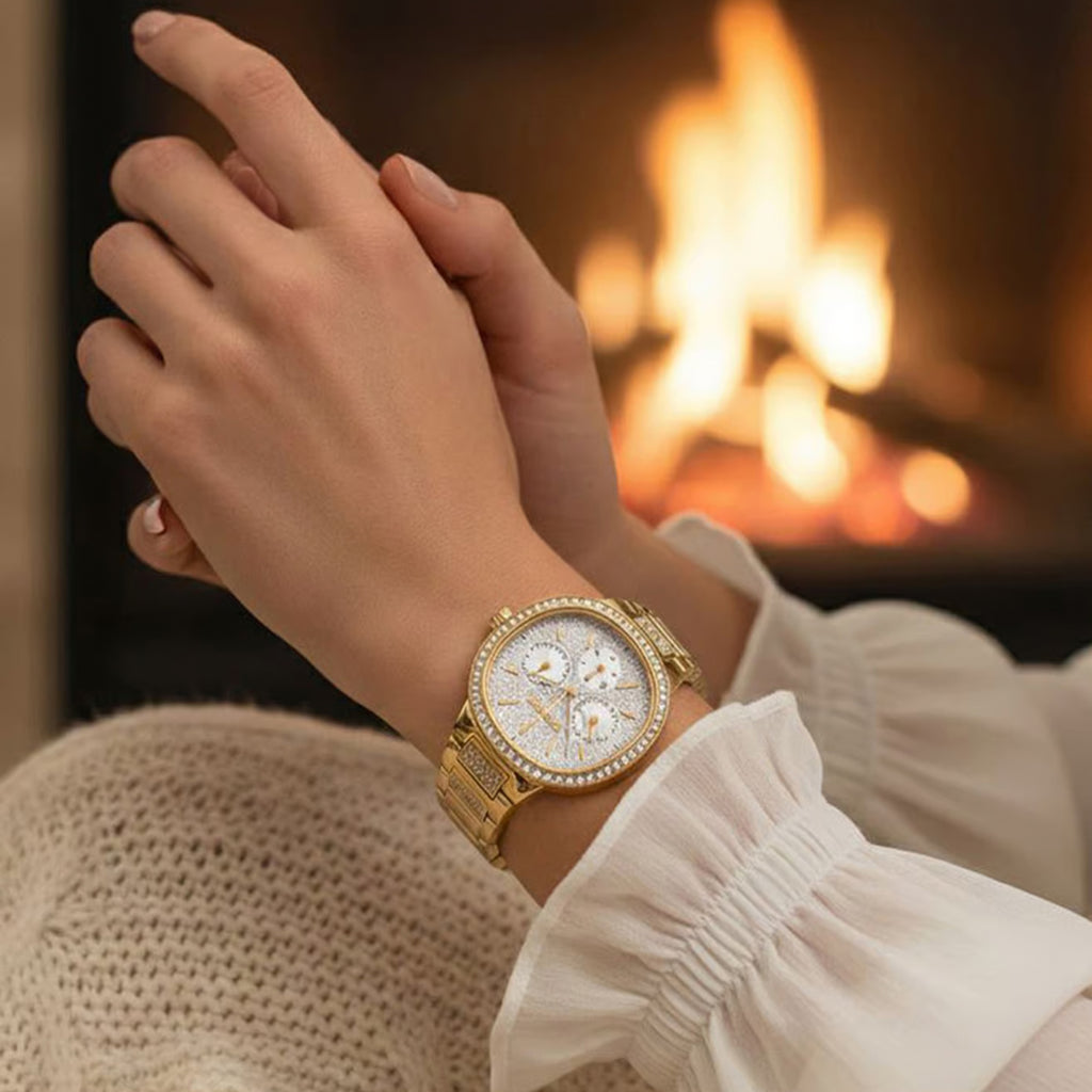 Evening Women Quartz Silver Dial Multi-Function Stainless Steel Watch DK1L084M0225
