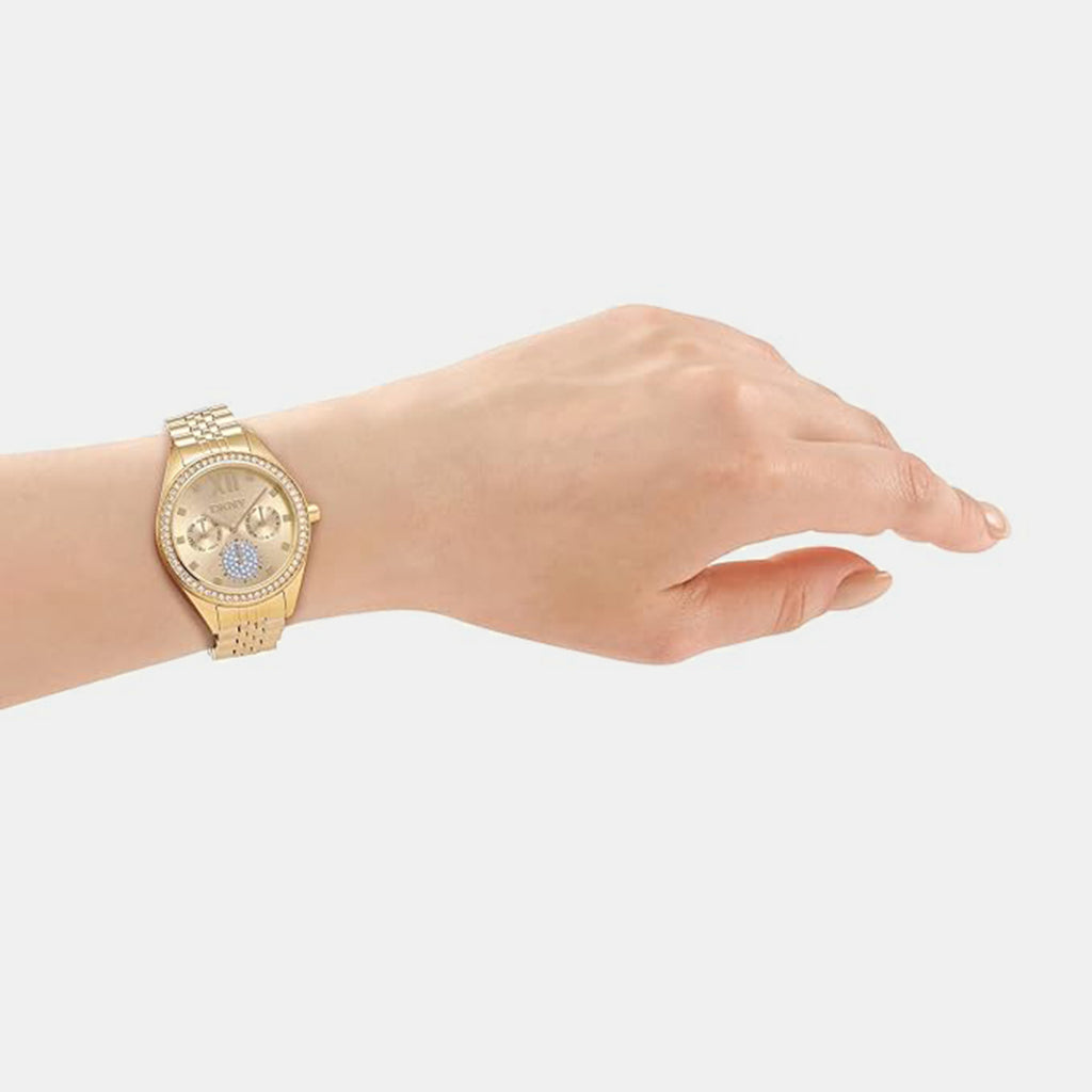 Women Quartz Gold Dial Multifunction Stainless Steel Watch DK1L098M0065