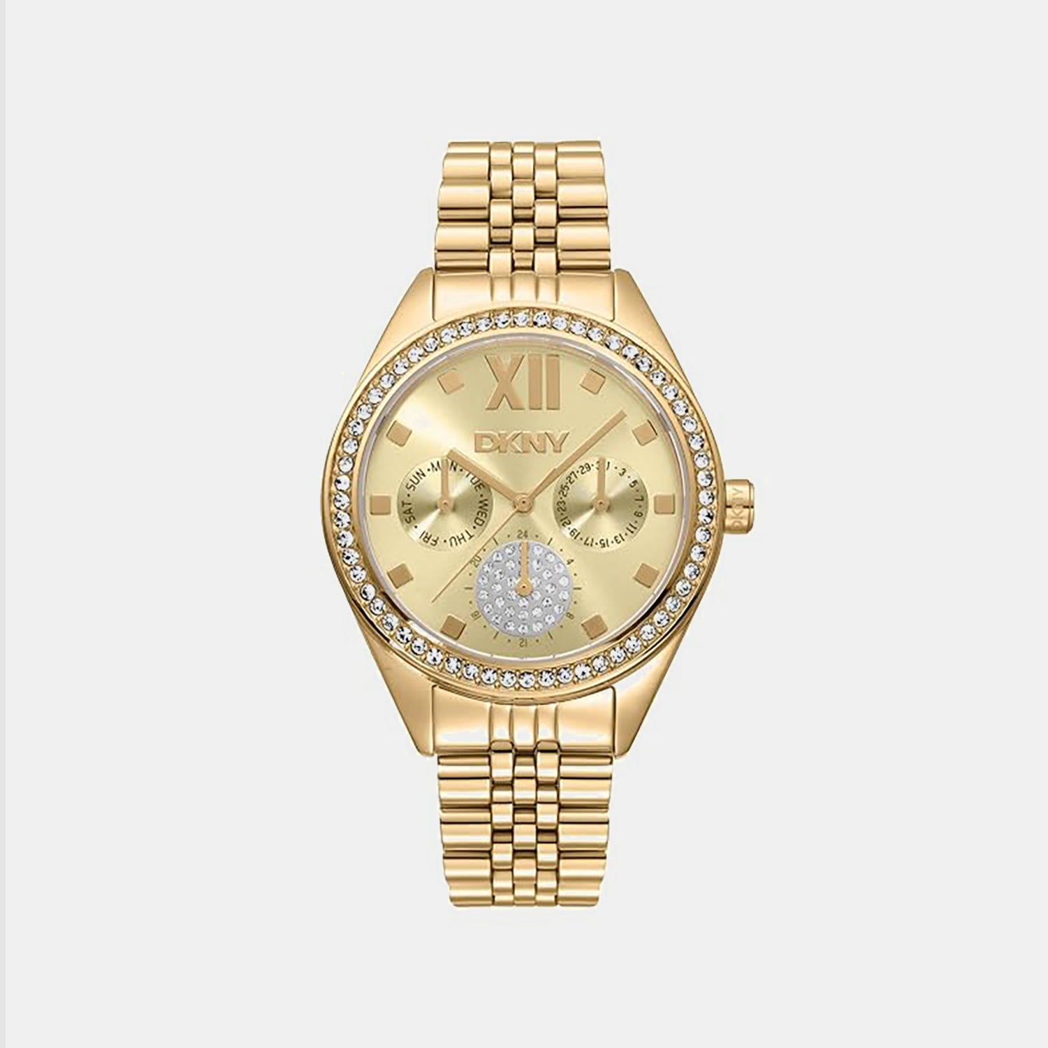 Women Quartz Gold Dial Multifunction Stainless Steel Watch DK1L098M0065