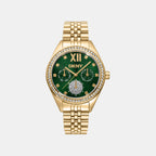 Women Quartz Green Dial Multi-Function Stainless Steel Watch DK1L098M0075