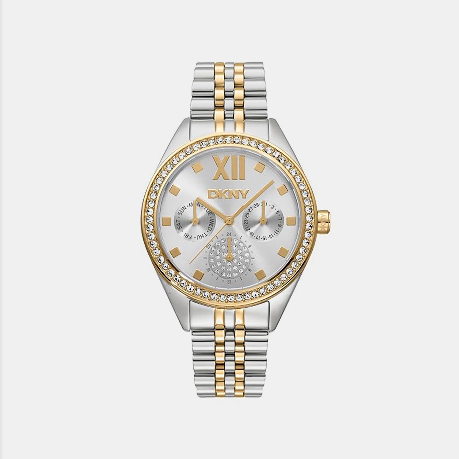 Women Quartz Silver Dial Multifunction Stainless Steel Watch DK1L098M0095
