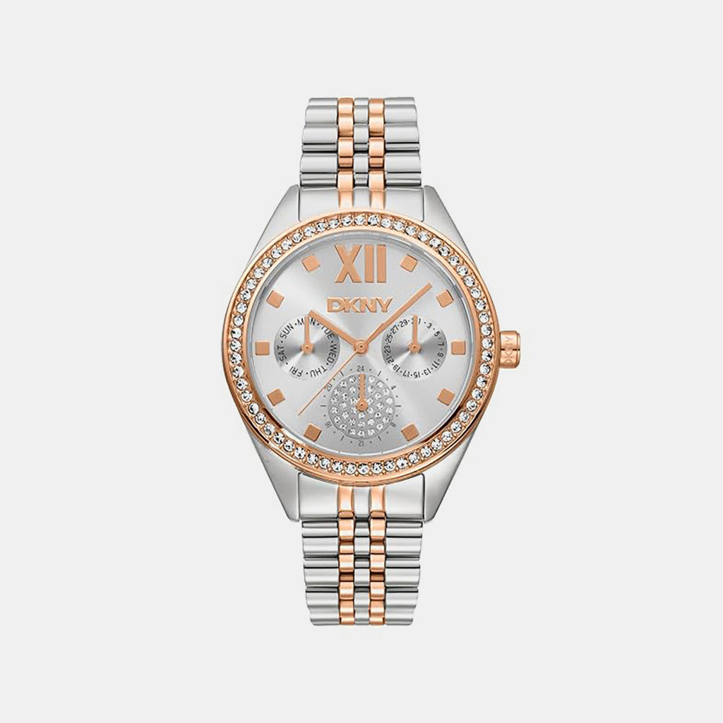 Women Quartz Silver Dial Multifunction Stainless Steel Watch DK1L098M0105