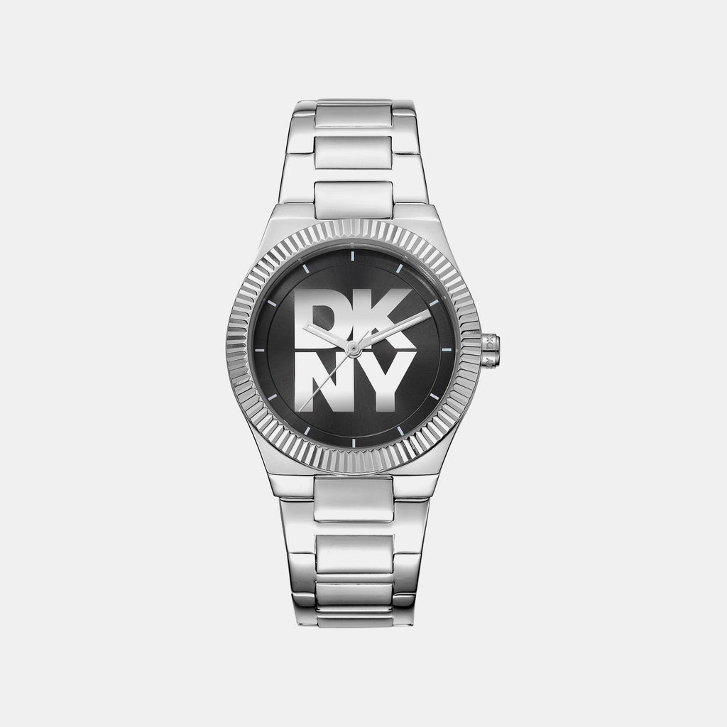 Logo Women Quartz Black Dial Analog Stainless Steel Watch DK1L102M0025