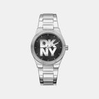 Logo Women Quartz Black Dial Analog Stainless Steel Watch DK1L102M0025