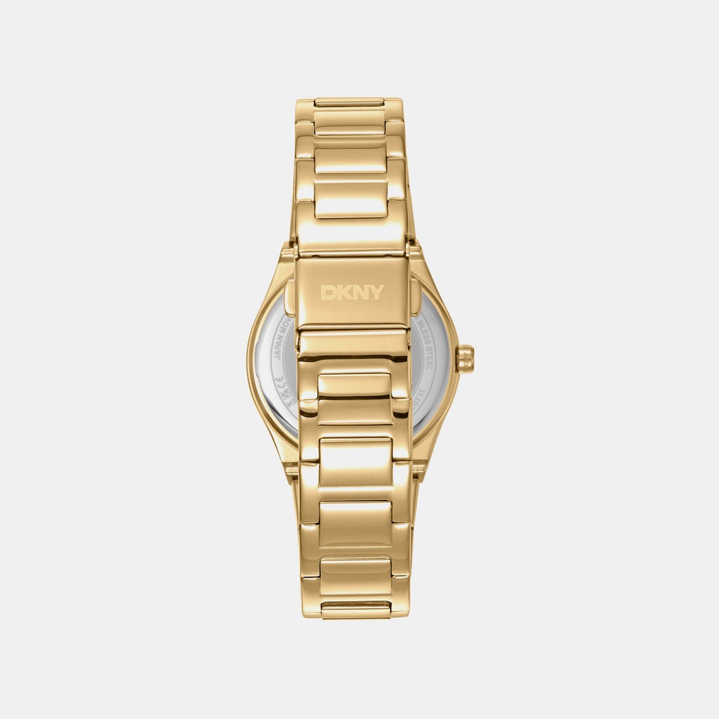 Logo Women Quartz Champagne Dial Analog Stainless Steel Watch DK1L102M0035