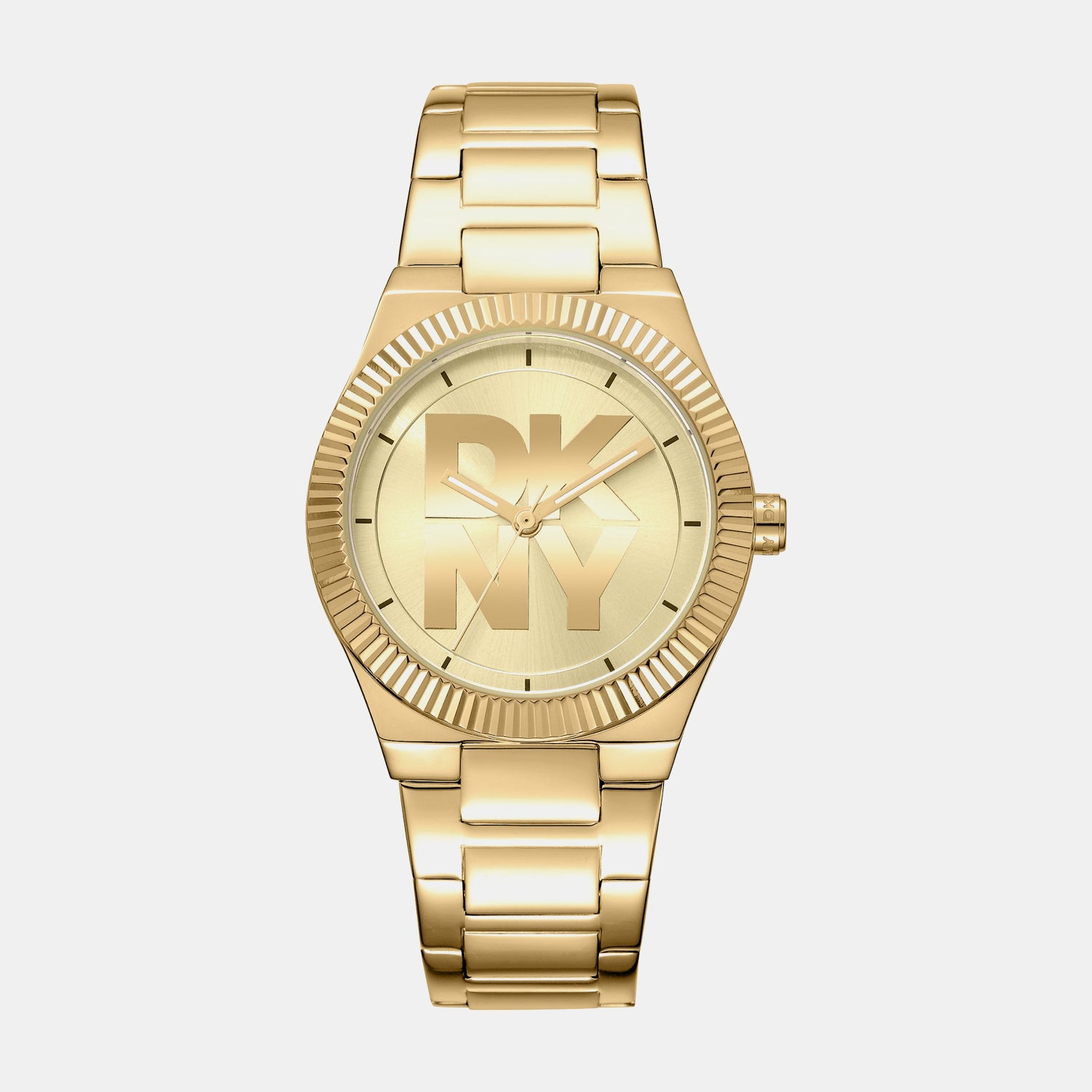 Logo Women Quartz Champagne Dial Analog Stainless Steel Watch DK1L102M0035