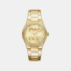 Logo Women Quartz Champagne Dial Analog Stainless Steel Watch DK1L102M0035