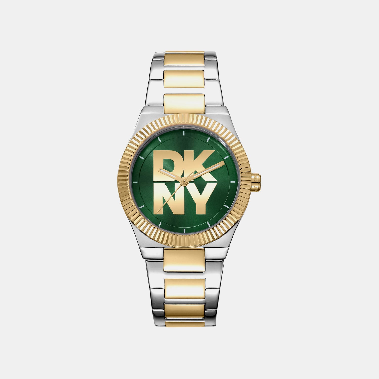 Logo Women Quartz Green Dial Analog Stainless Steel Watch DK1L102M0055