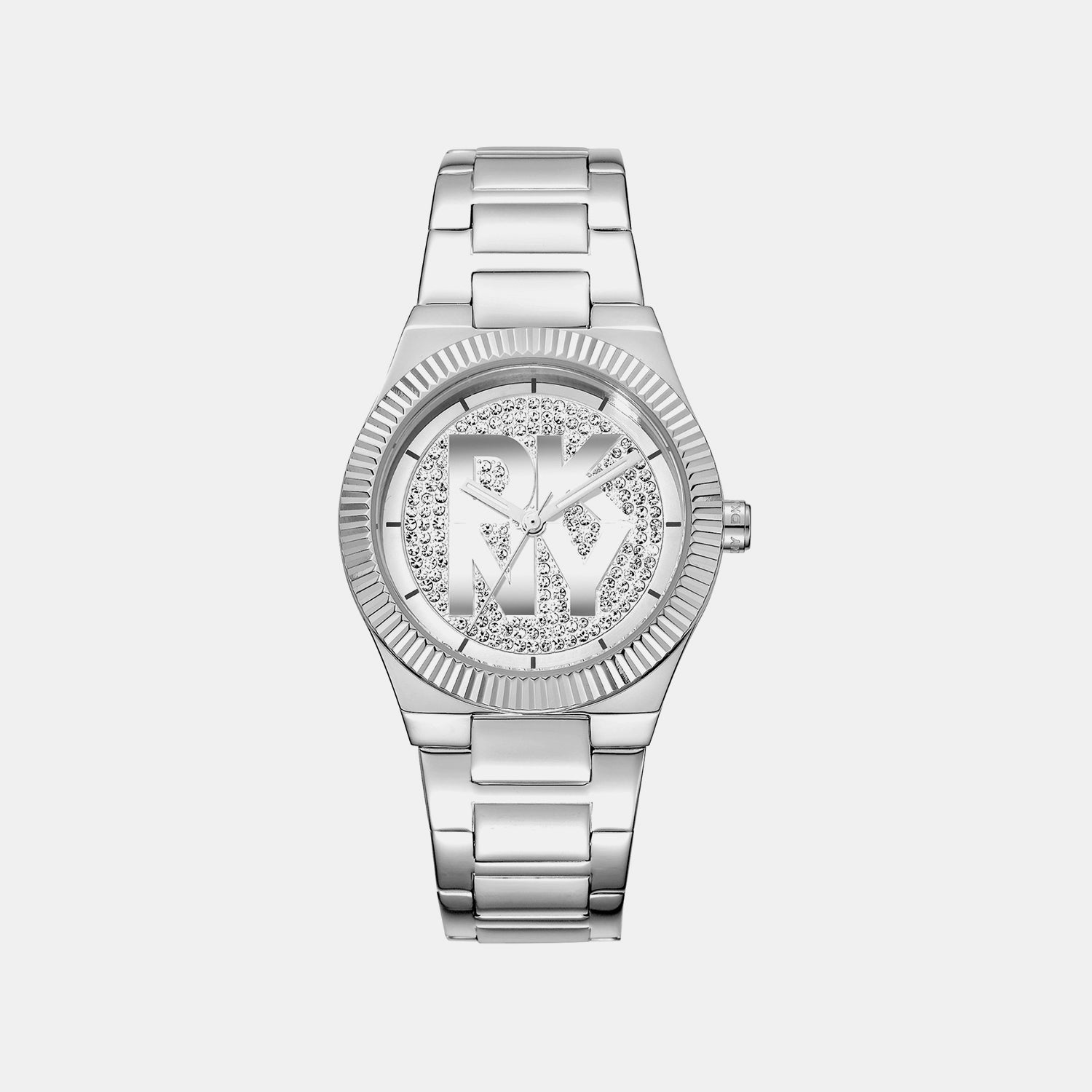 Logo Women Quartz Silver Dial Analog Stainless Steel Watch DK1L102M0215