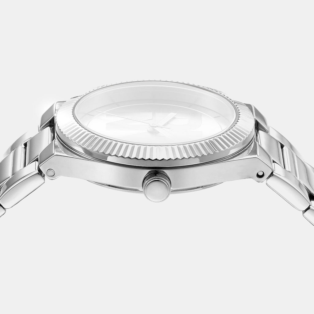 Logo Women Quartz Silver Dial Analog Stainless Steel Watch DK1L102M0215