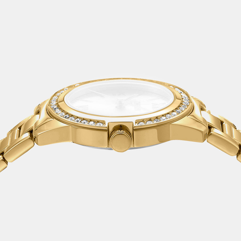 Evening Women Quartz Champagne Dial Analog Stainless Steel Watch DK1L105M0055