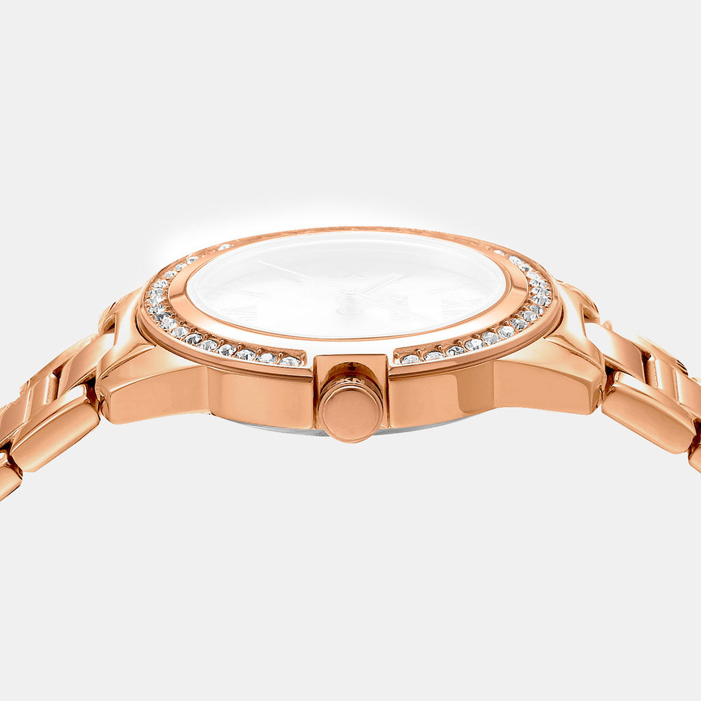 Evening Women Quartz Rose Gold Dial Analog Stainless Steel Watch DK1L105M0075