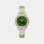 Evening Women Quartz Green Dial Analog Stainless Steel Watch DK1L105M0095