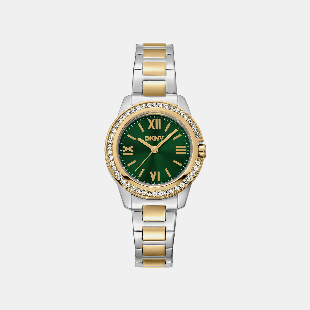 Evening Women Quartz Green Dial Analog Stainless Steel Watch DK1L105M0095