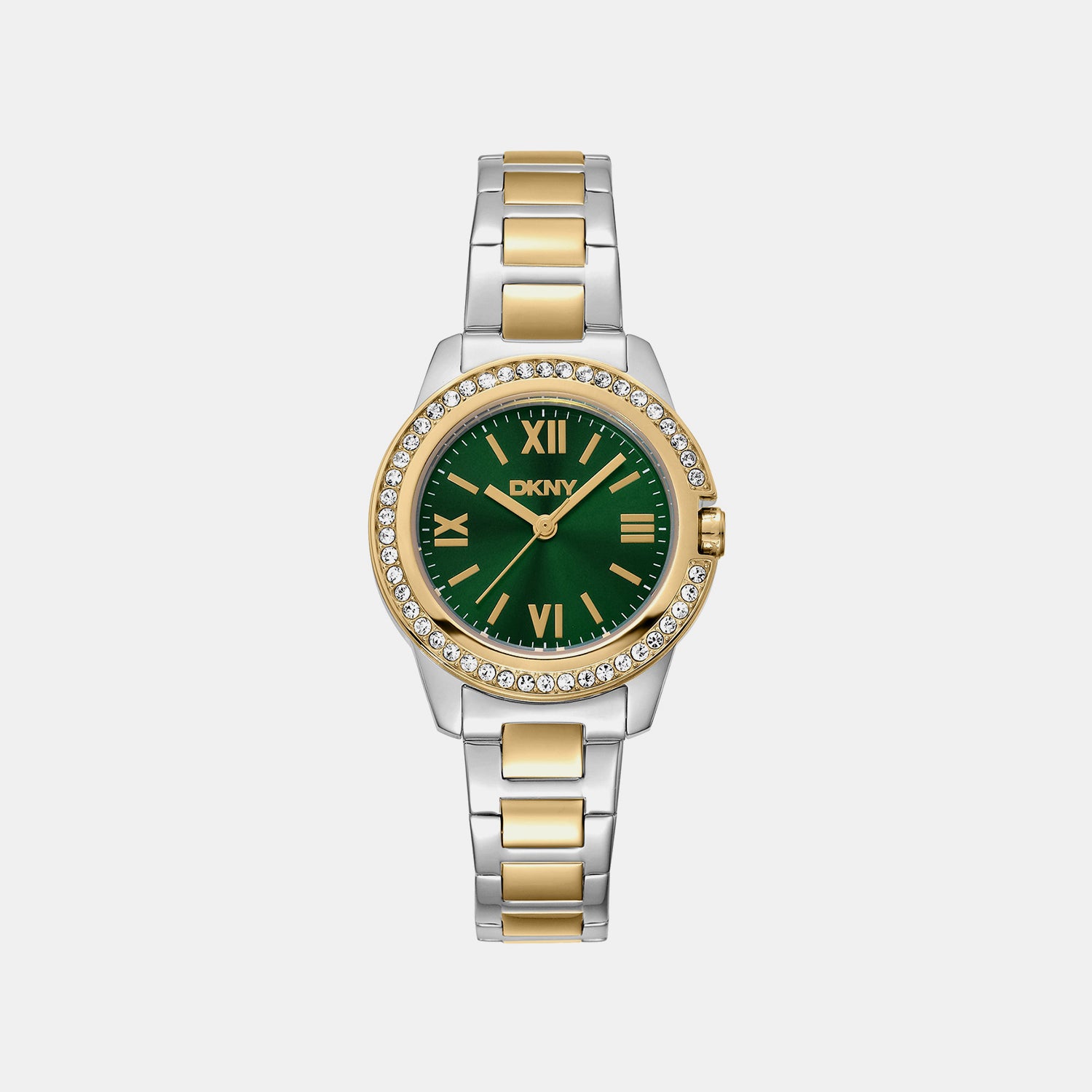 Evening Women Quartz Green Dial Analog Stainless Steel Watch DK1L105M0095