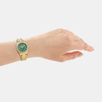 Women Quartz Green Dial Analog Stainless Steel Watch DK1L107M0065