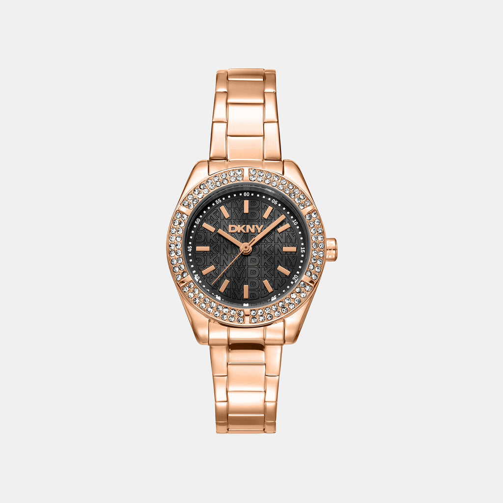 Women Quartz Black Dial Analog Stainless Steel Watch DK1L107M0075