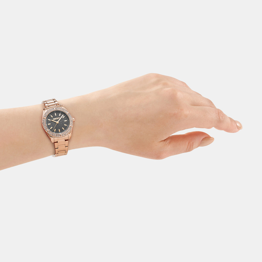Women Quartz Black Dial Analog Stainless Steel Watch DK1L107M0075