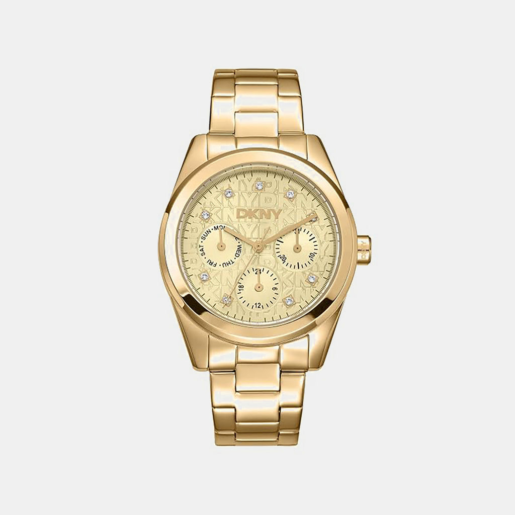 Women Quartz Gold Dial Multifunction Stainless Steel Watch DK1L109M0045