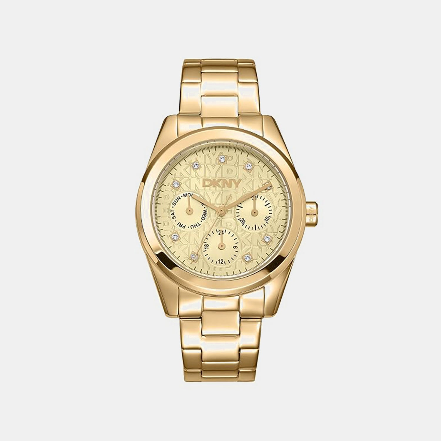 Women Quartz Gold Dial Multifunction Stainless Steel Watch DK1L109M0045