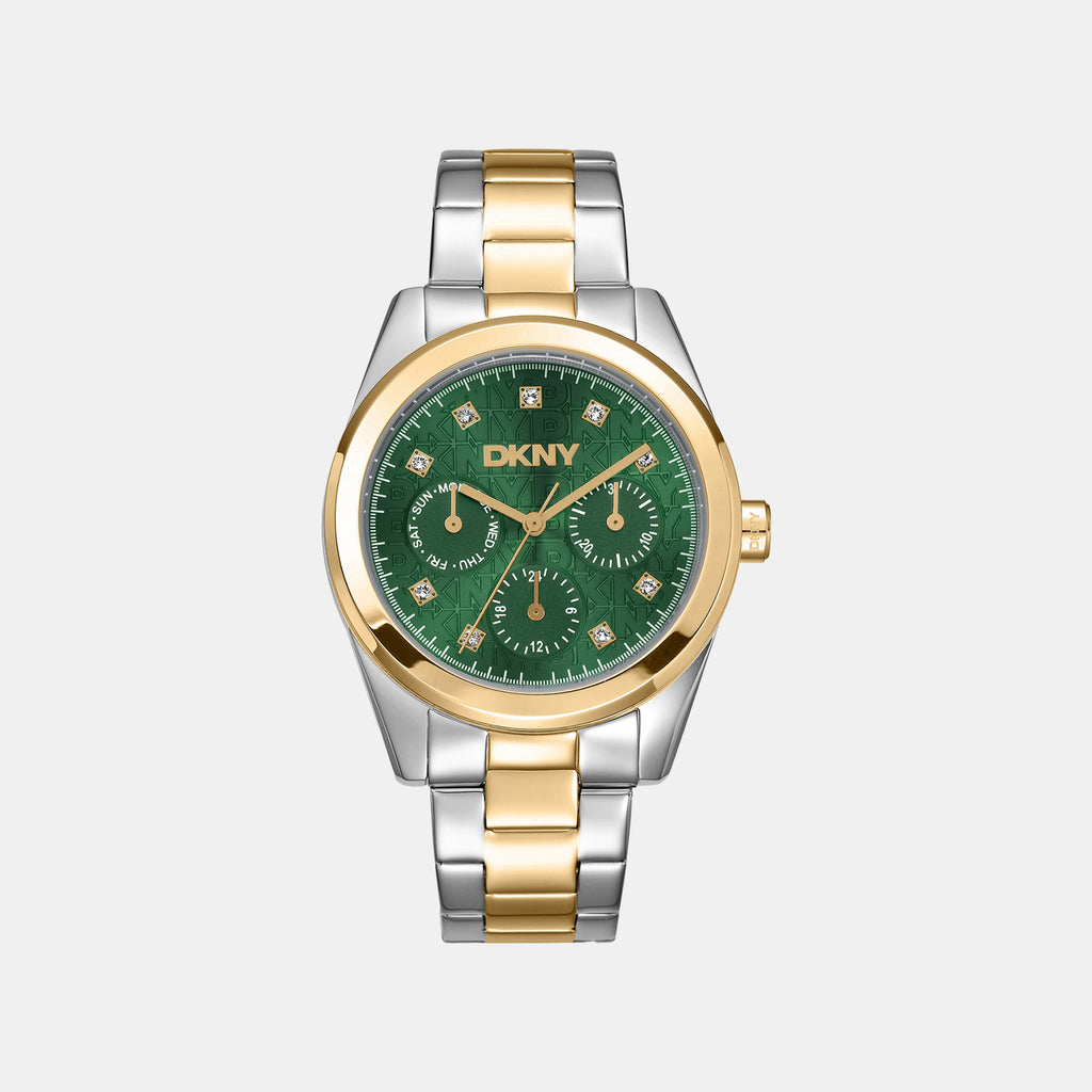 Women Quartz Green Dial Multi-Function Stainless Steel Watch DK1L109M0075