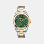 Women Quartz Green Dial Multi-Function Stainless Steel Watch DK1L109M0075