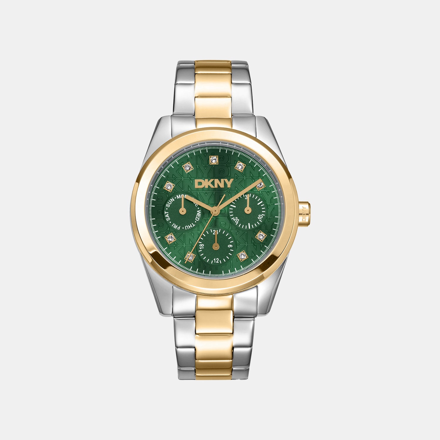 Women Quartz Green Dial Multi-Function Stainless Steel Watch DK1L109M0075