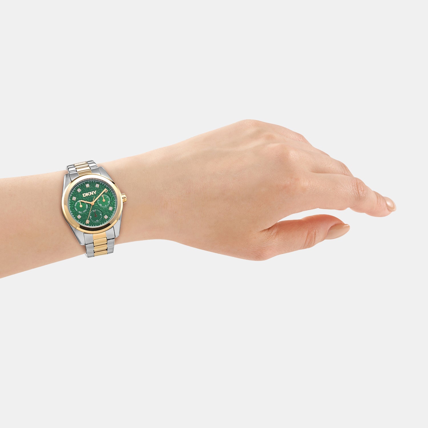 Women Quartz Green Dial Multi-Function Stainless Steel Watch DK1L109M0075