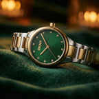 Everyday Women Quartz Green Dial Analog Stainless Steel Watch DK1L110M0085