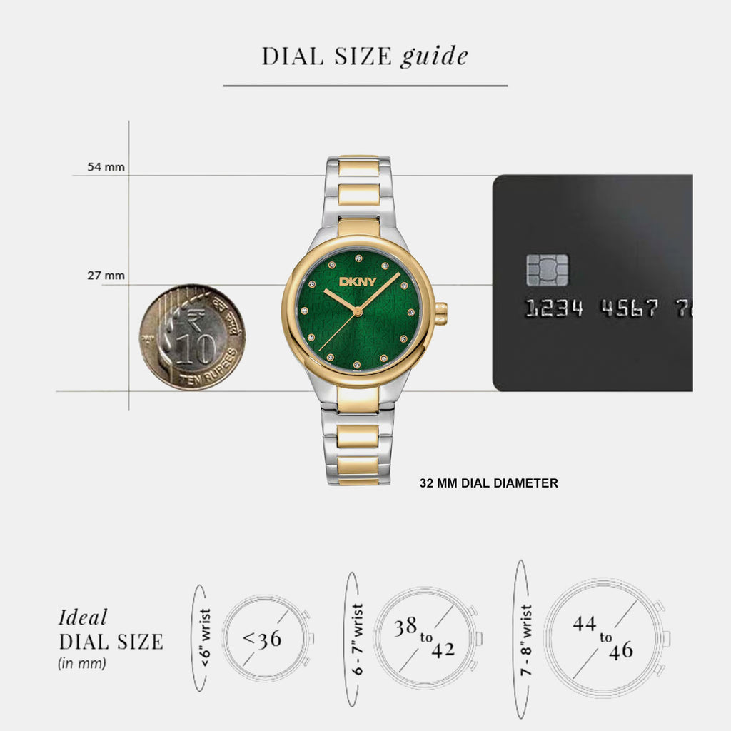 Everyday Women Quartz Green Dial Analog Stainless Steel Watch DK1L110M0085