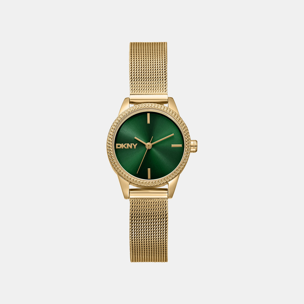 Women Quartz Green Dial Analog Stainless Steel Watch DK1L113M0075