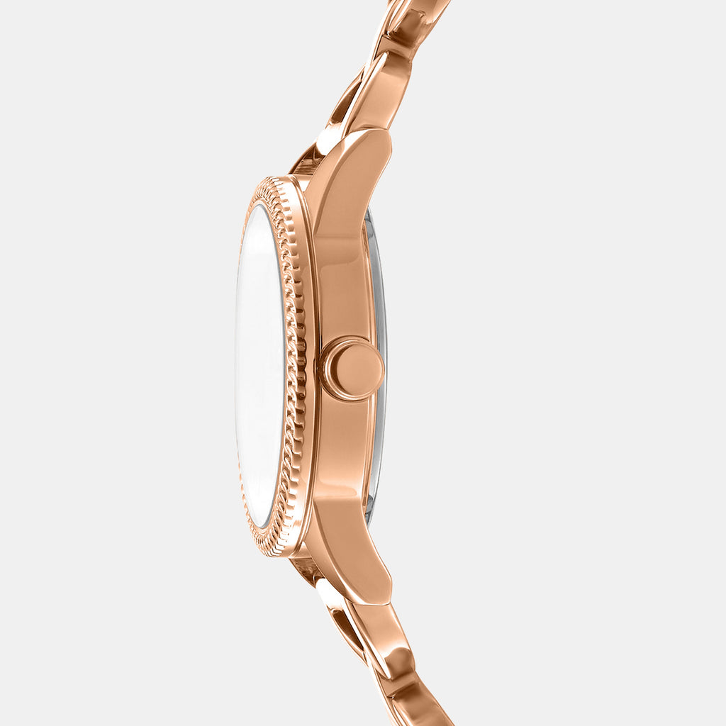 Women Quartz Rose Gold Dial Analog Stainless Steel Watch DK1L113M0255