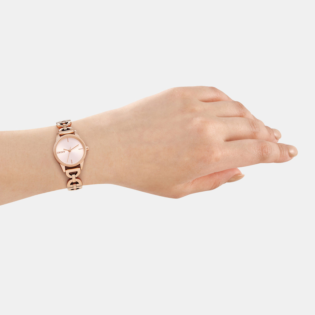 Women Quartz Rose Gold Dial Analog Stainless Steel Watch DK1L113M0255