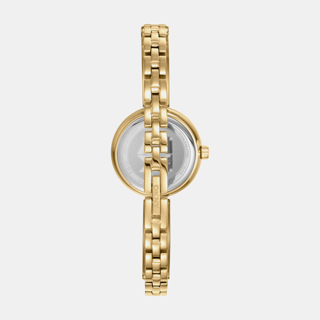 Logo Women Quartz Champagne Dial Analog Stainless Steel Watch DK1L115M0035