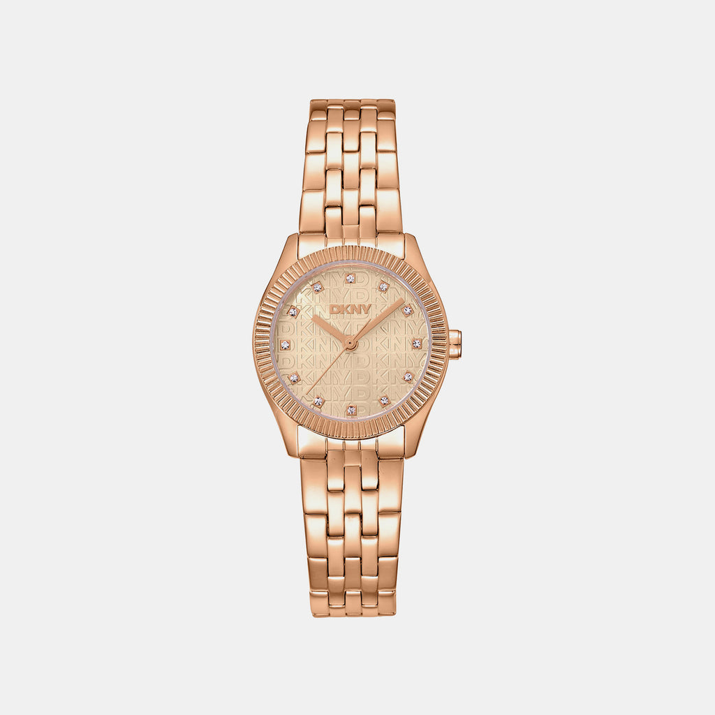 Logo Women Quartz Rose Gold Dial Analog Stainless Steel Watch DK1L126M0065