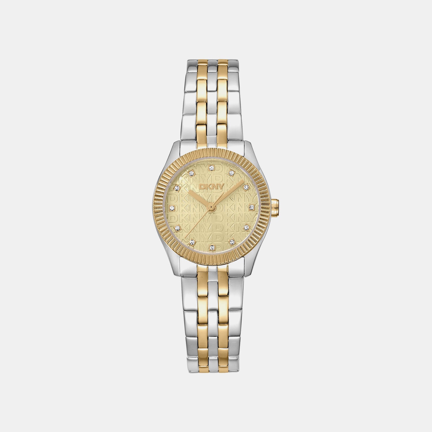 Logo Women Quartz Champagne Dial Analog Stainless Steel Watch DK1L126M0085